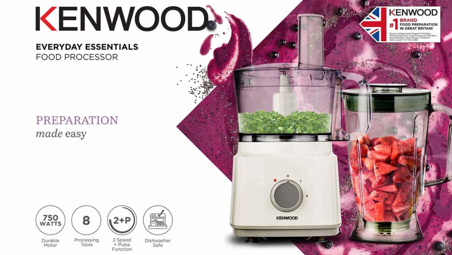 Kenwood Food Processor 750W, Multi-Functional FDP03.C0WH