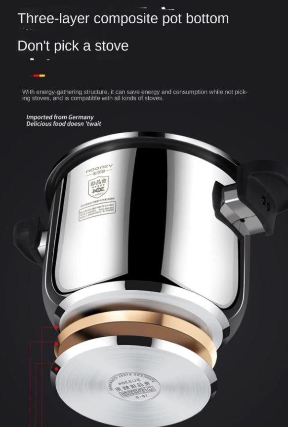 High Quality Stainless Steel Large Capacity Pressure Cooker Food Grade Safe and Efficient Cooking Pot