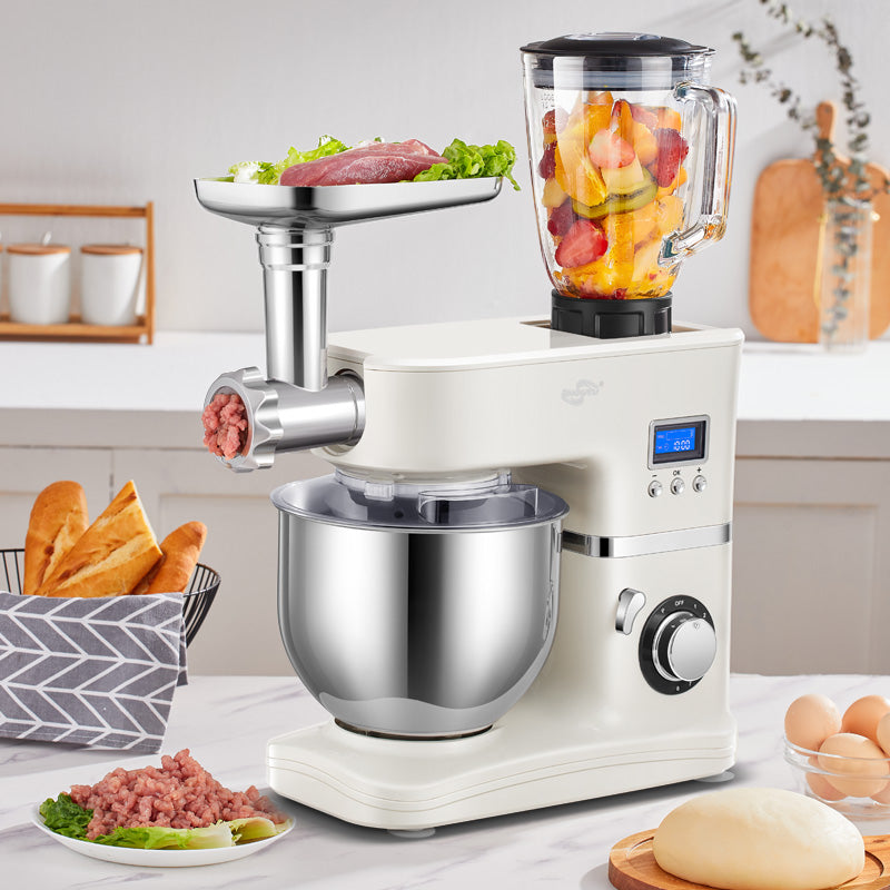 HAUSWIRT 3-IN-1 Stand Mixer White with Meat Grinder Bundle