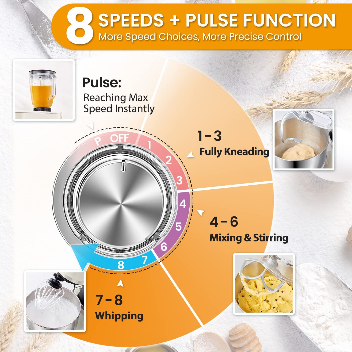 HAUSWIRT 3-IN-1 Stand Mixer White with Meat Grinder Bundle