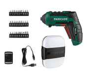 Parkside® Cordless Screwdriver PAS 4 C4 Cordless Drill Driver with 30 Bits and USB Charger